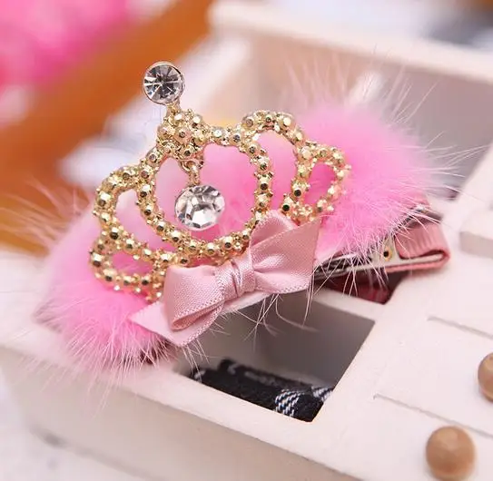 

Cheap Tiaras Lace Tatt Pet Hair Clips Crown Rhinestone Hairpins Dog hair accessories 20pcs/lot