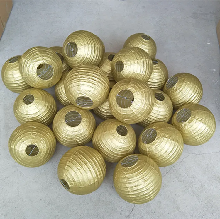 Hot Sale 10-40cm Gold/Silver China Paper Lantern Festival Supplies Birthday Wedding Party Decor Gift Craft DIY Lampion Lanterns