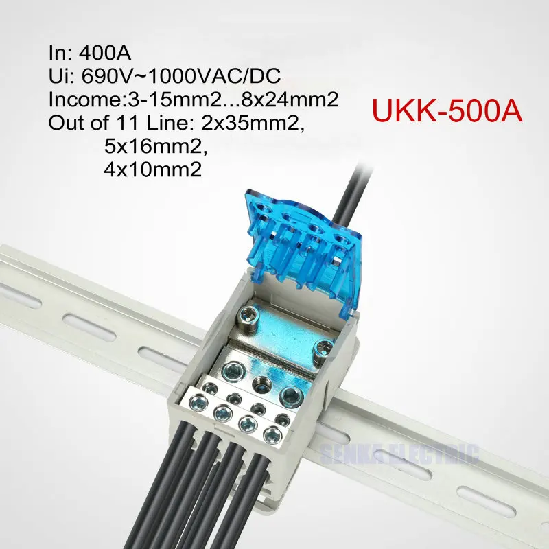 

500A Din Rail 1 in Many Output Terminal Block for Distribution Box Universal Power Junction Box Electric Wire Connector UKK500A