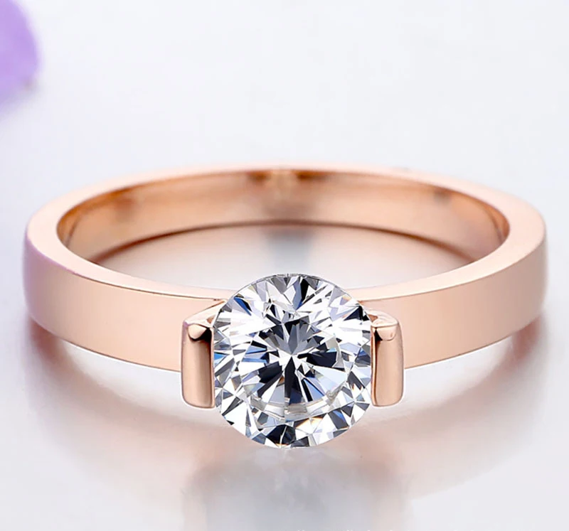 KNOCK High quality  Zircon Engagement Rings for women Rose gold color Wedding rings female  Crystals top quality Jewelry