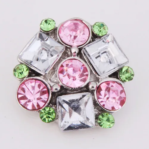 Hot KZ1166 Charm Colorful Rhinestone Fashion 18mm snap buttons fit DIY snaps Bangles necklaces jewelry wholesale trendy women