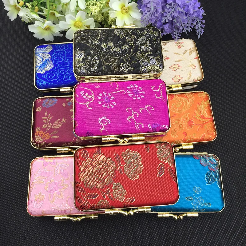 

Floral Portable Jewelry Storage Case with Mirror Empty Double Lipstick Case Iron clip Container Lip Balm Packaging Tube 2pcs/lot