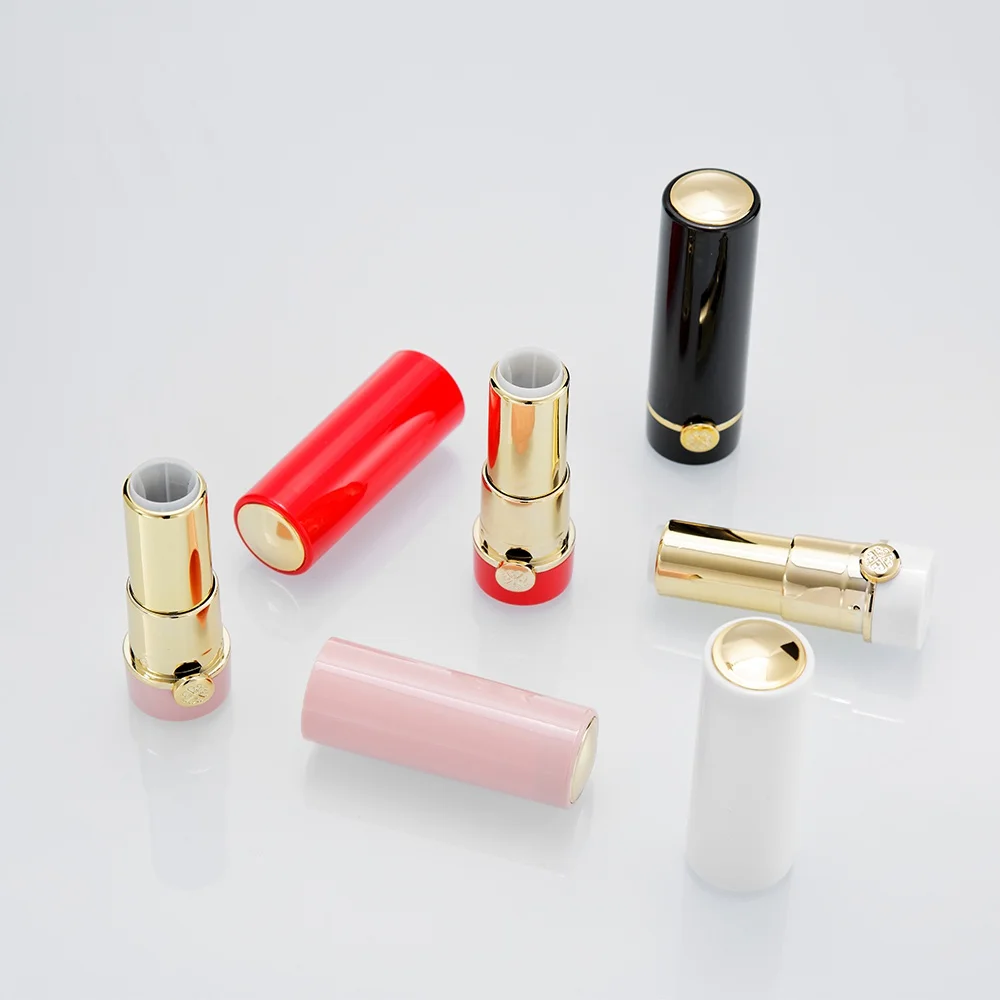 

Round luxury 12.1mm DIY unique lipgloss tube container with flower, shiny black/pink lipstick tube galore for cosmetic packaging