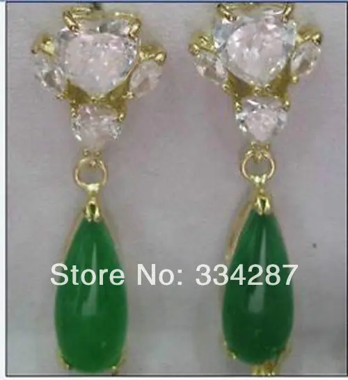 Factory direct  beautiful green stone crystal earrings zircon gem stone 925 CZ Fine JewelryLuxury Girls Wedding