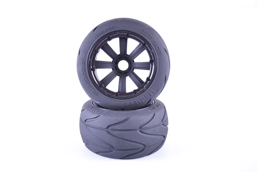 MadMax Super Grip Road Wheel Slick Pneu Corrida Slick Tire Set para 1/5 HPI Rovan KM Baja 5B