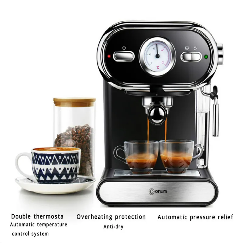 

20BAR Coffee Maker Machine Espresso Cups Semiautomatic Household Visualization Milk Foam Double Temperature Control