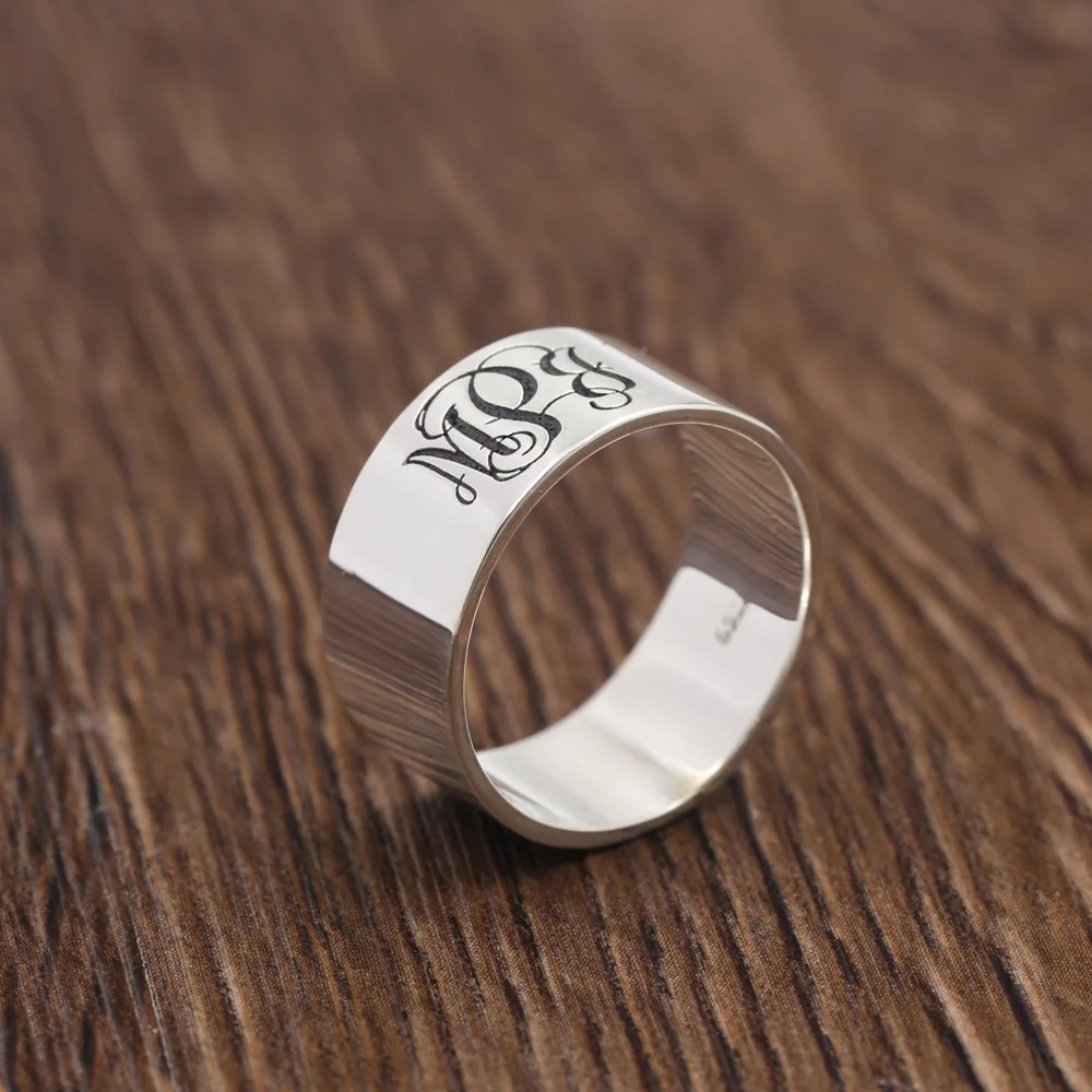 

Monogrammed Name Rings Personalized 925 Silver Ring For Women Men 3 Initals Name Rings Engagement Wholesale