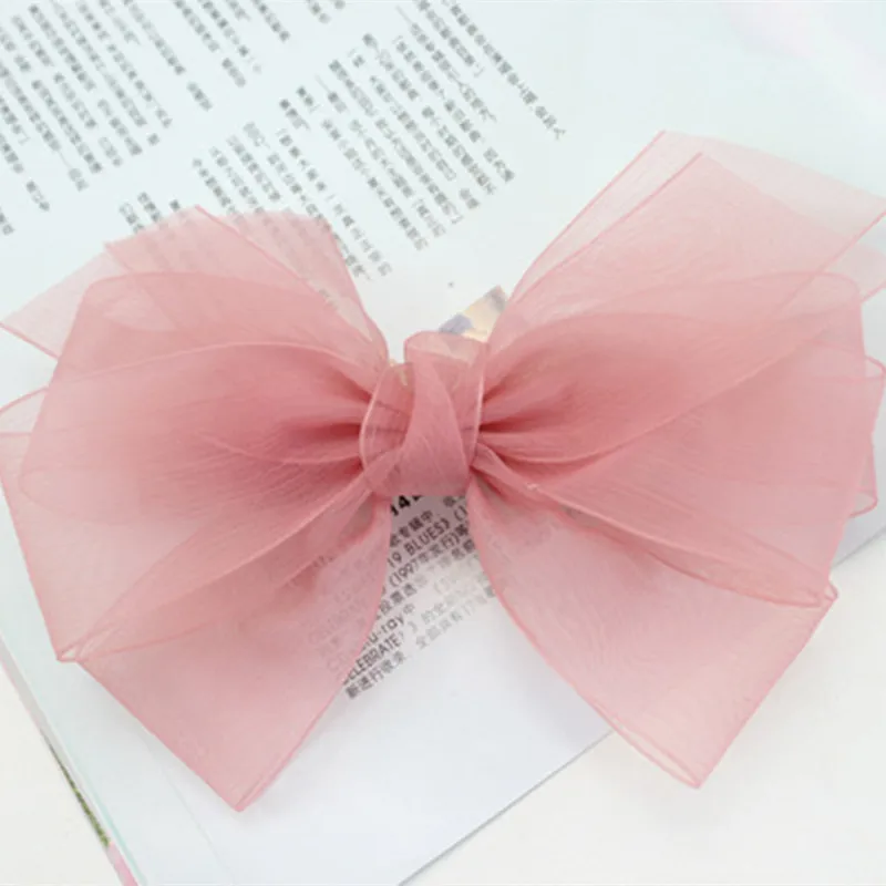 

6pcs Big Large Beautiful Girls' Veil Bows Hair Barrettes Hair Clips Women Hair Accessories Girls Big Bowknot Hairclips