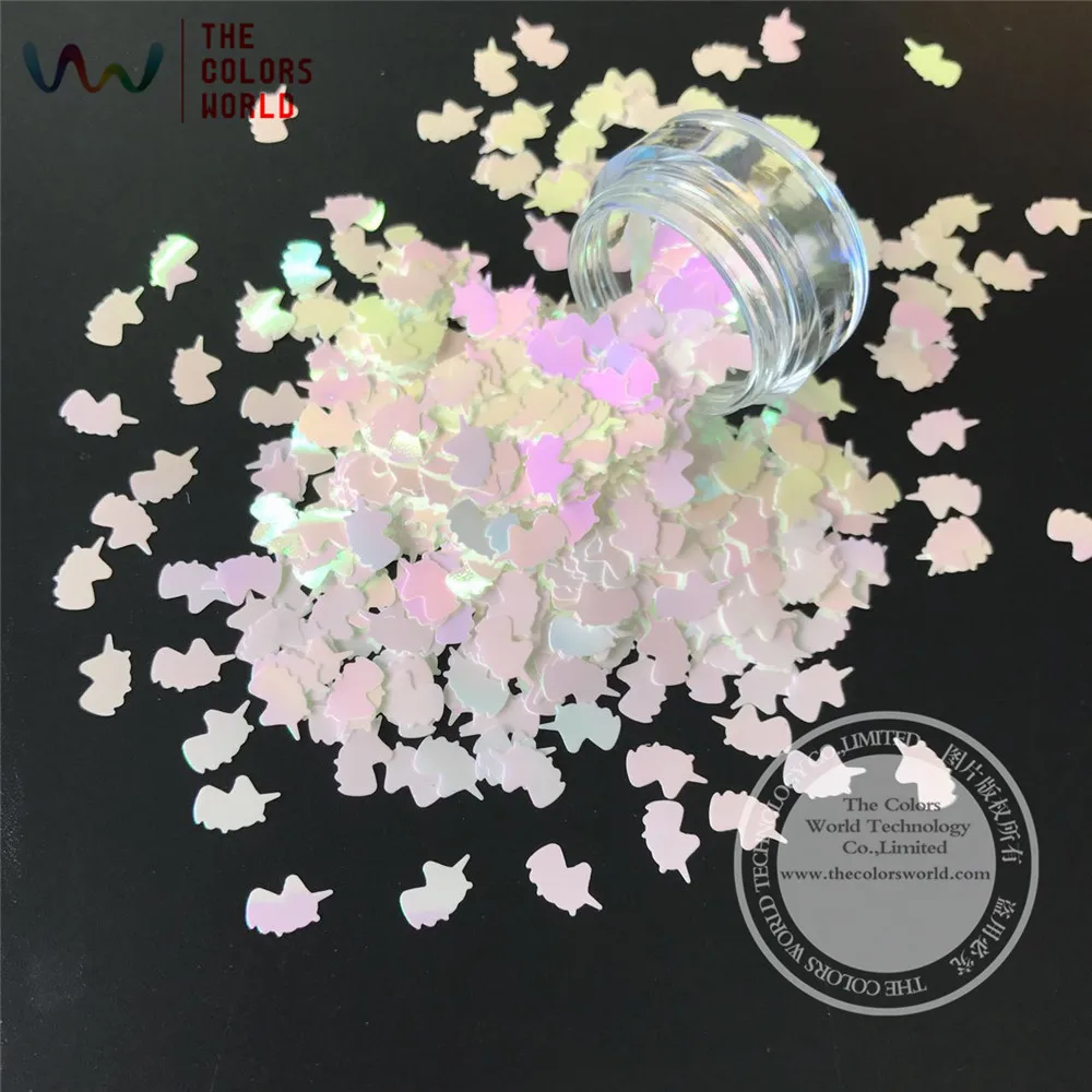 

Unicorn Shape 6MM Size white Pearlescent Indescent Color Glitter for Nail Art Makeup Facepaint and DIY deco