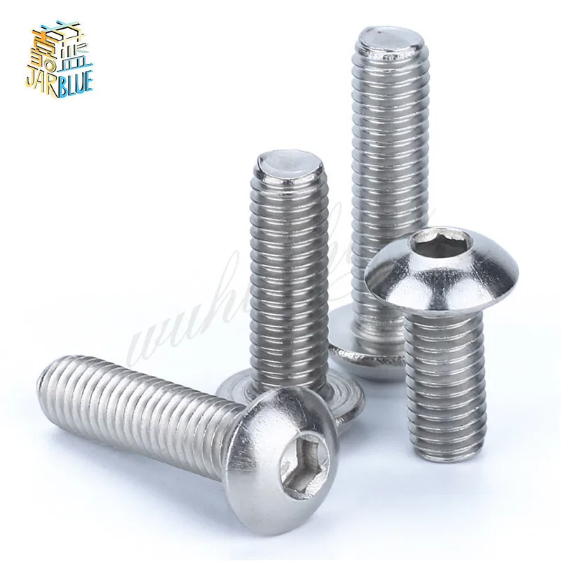 100pcs Or 50pcs Iso7380 M2 M2.5 M3 M4 M5 M6 Bolt A2-70 Button Head Socket Screw Bolt Sus304 Stainless Steel Mushroom Head Screws