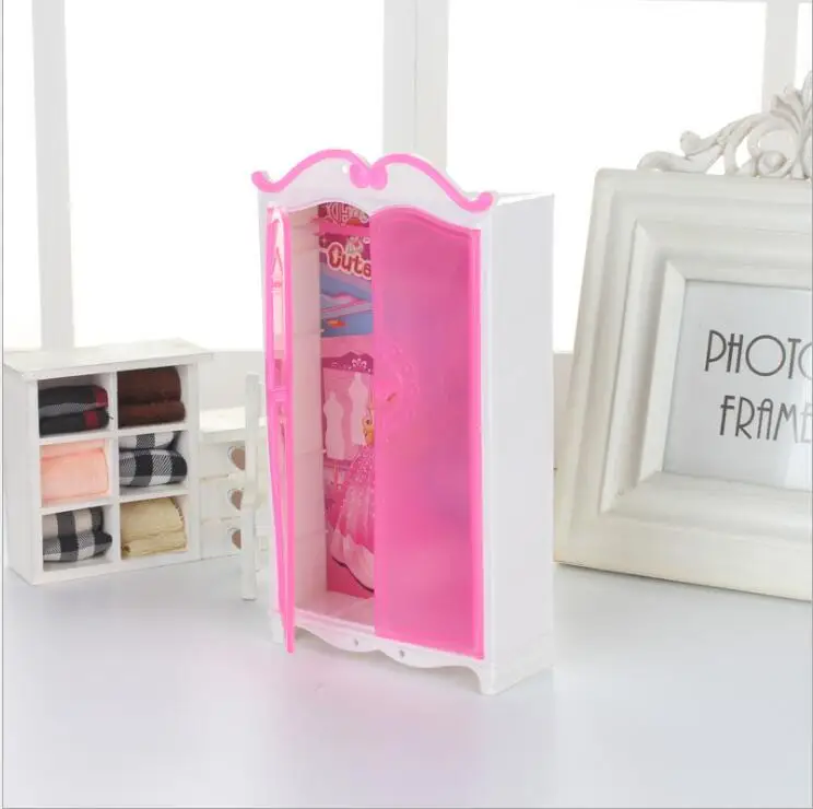 for armoire barbie doll accessories furnitures miniature cabinet pink barbie furniture wardrobe princess bedroom closet