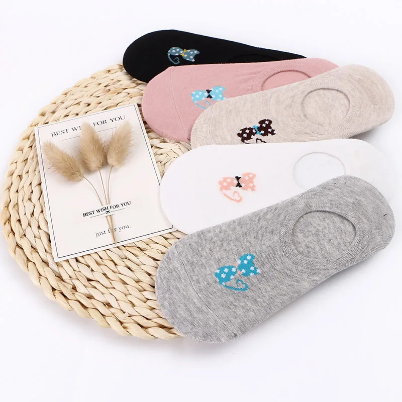 Cotton women low ankle boat socks invisible silicon gel slipper girl boy hosiery 1pair=2pcs ws162