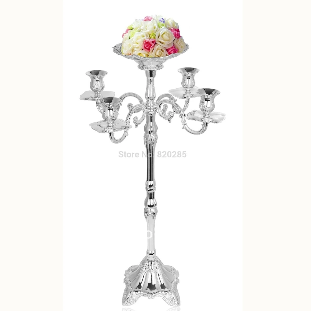 New arrival selling best 63cm 5-arms candelabra with flower bowl in the middle center, weddings or party use candle holder