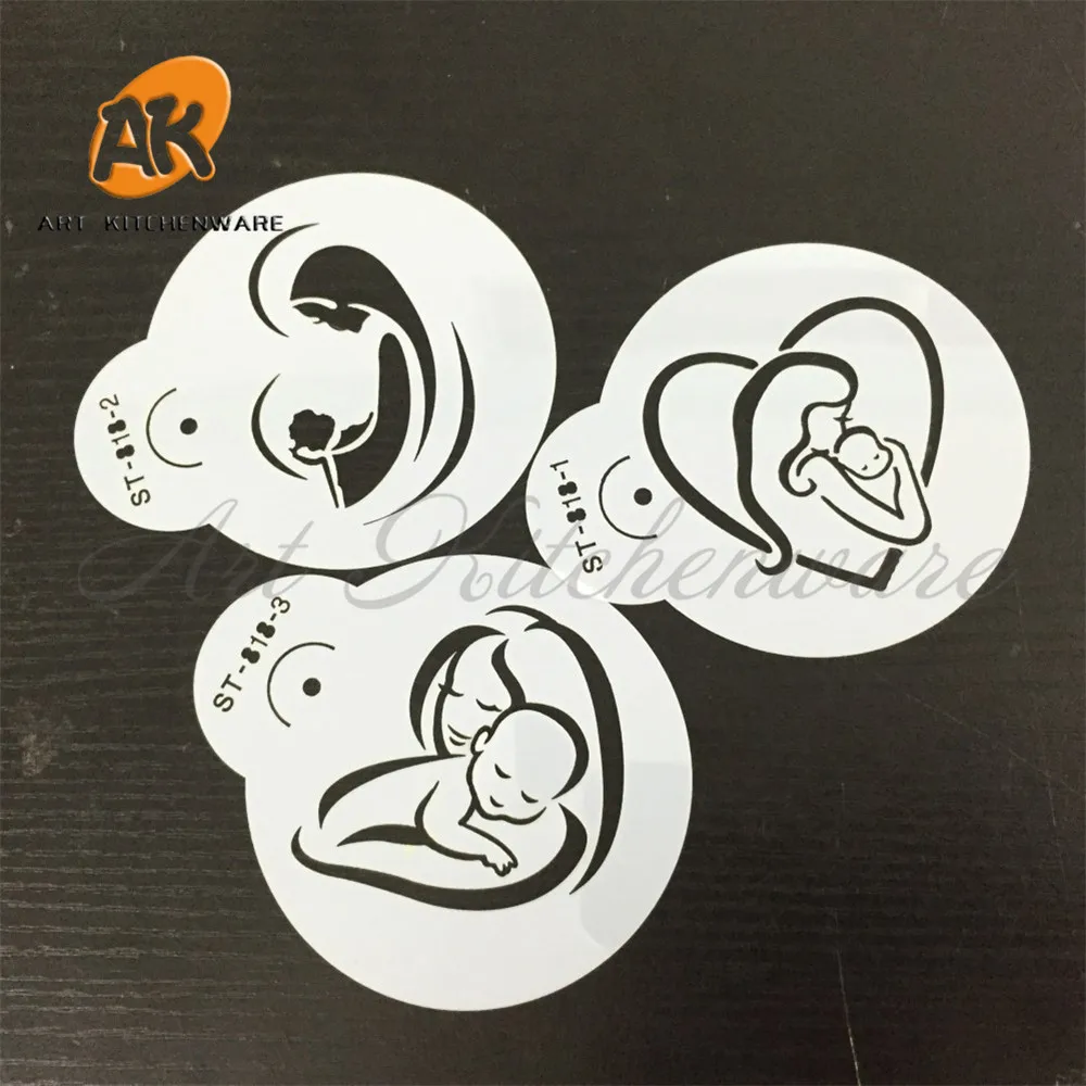 3pc Mom Love Baby Cookie Cake Stencils Set Cupcake Decoration Supplies Stencil for Cake Fondant Cake Tools ST-818