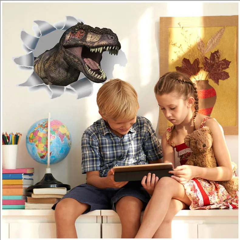 Gebrochen Wand 3D Dinosaurier Wand Aufkleber Für Bad Kinder Zimmer Wohnzimmer Home Dekoration Kunst Abziehbilder Tapete Kühlschrank Aufkleber – Detail 3