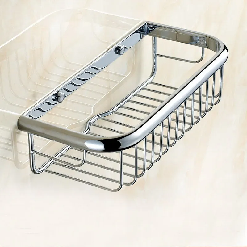 

Bathroom Shelves 30cm Chrome Shower Basket Bath Soap Shampoo Storage Holder Wall Mounted Bathroom Shelf