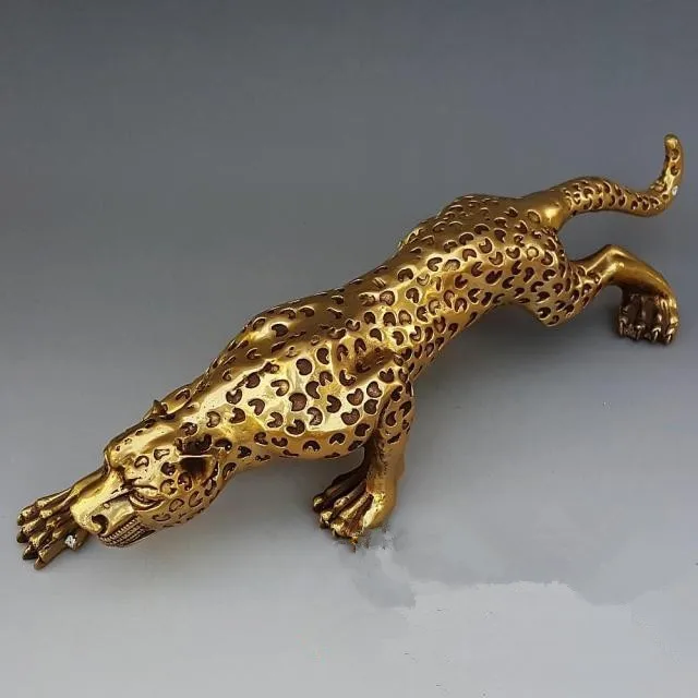 

A copper bronze leopard leopard cheetah large feng shui ornaments Home Furnishing decorative gift collection