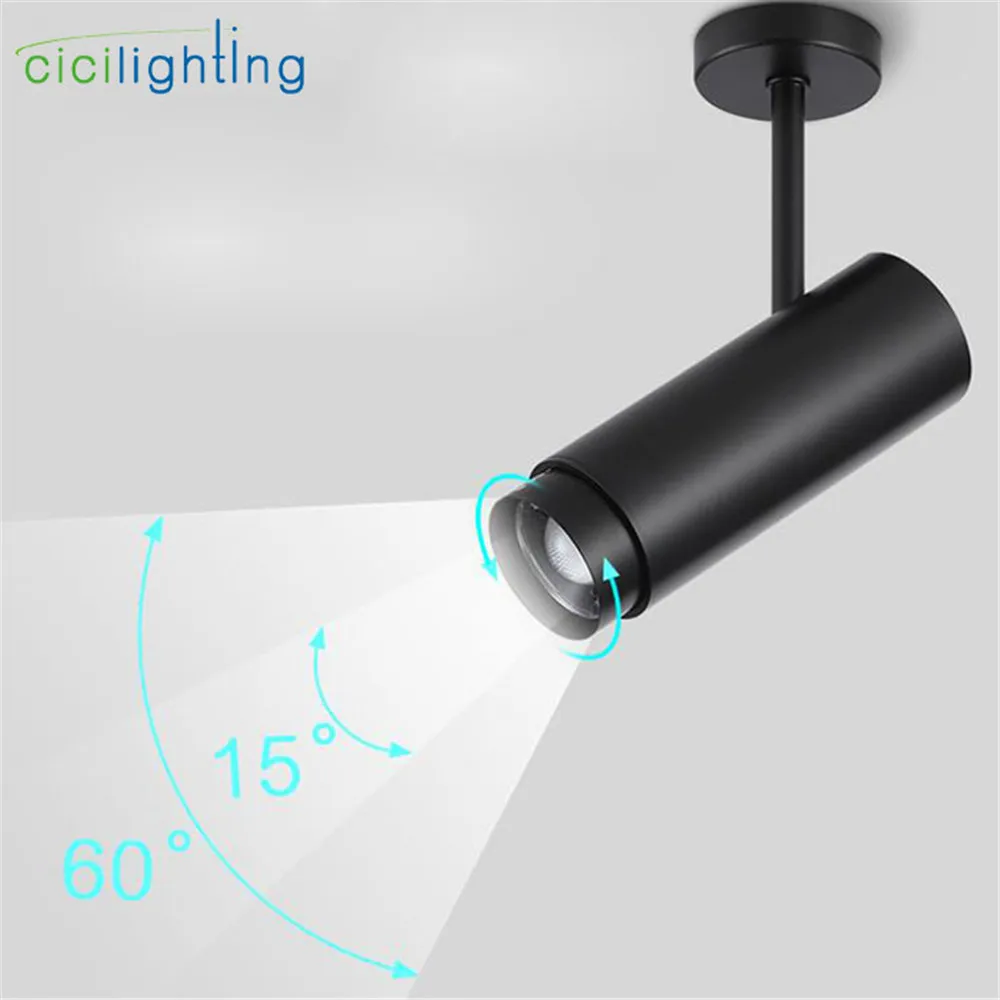Modern Zoom led Track Lights Rail Mounted cob Spotlights Black Adjustable Focus Ceiling Spot Light Spotlight Industrial Lamp