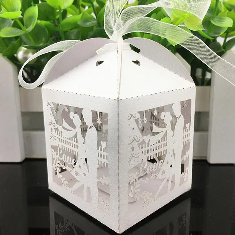 50Pcs Groom And Bride Laser Cut Candy Box Wedding Favors And Gifts Box Baby Shower Chocolate Box For Party Decoration Supplies