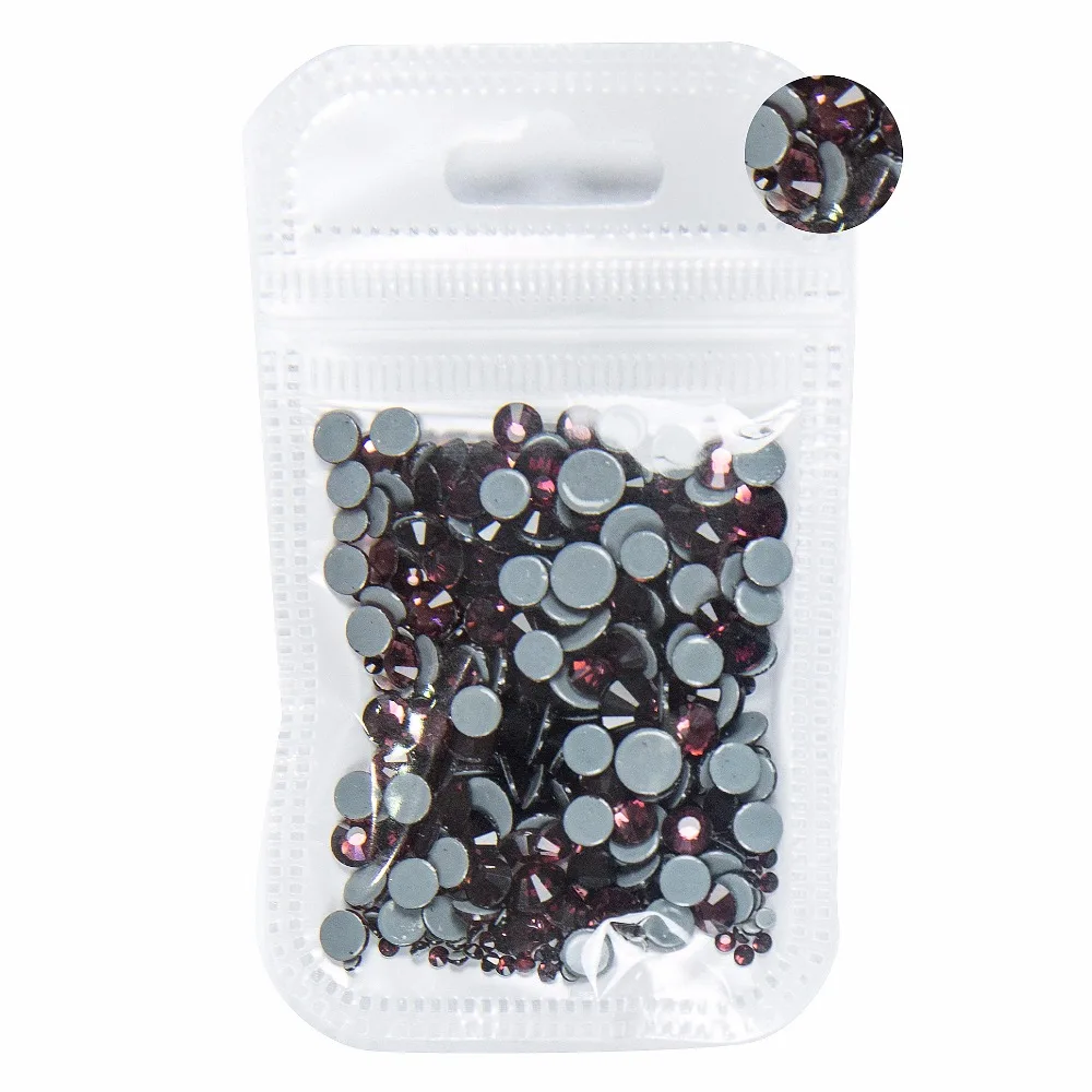 AAAA+ Best Quality Amethyst Mix Size Hot Fix Rhinestone More Shiny Super Bright Nail Art Hotfix Iron On Stones. 10Gram