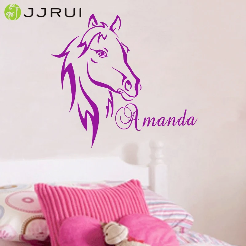 Custom DIY Personalized Name Horse Head Wall Sticker Vinyl Wall Art Nursery Wall Decals Home Decor for Kids Rooms 21 COLOR