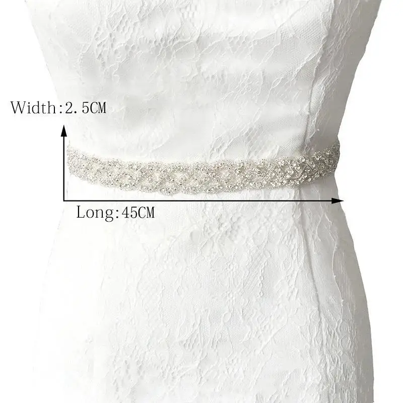 Ceinture de mariage avec strass, argent, diamant, cristal, pour robe de mariée, décoration de mariage