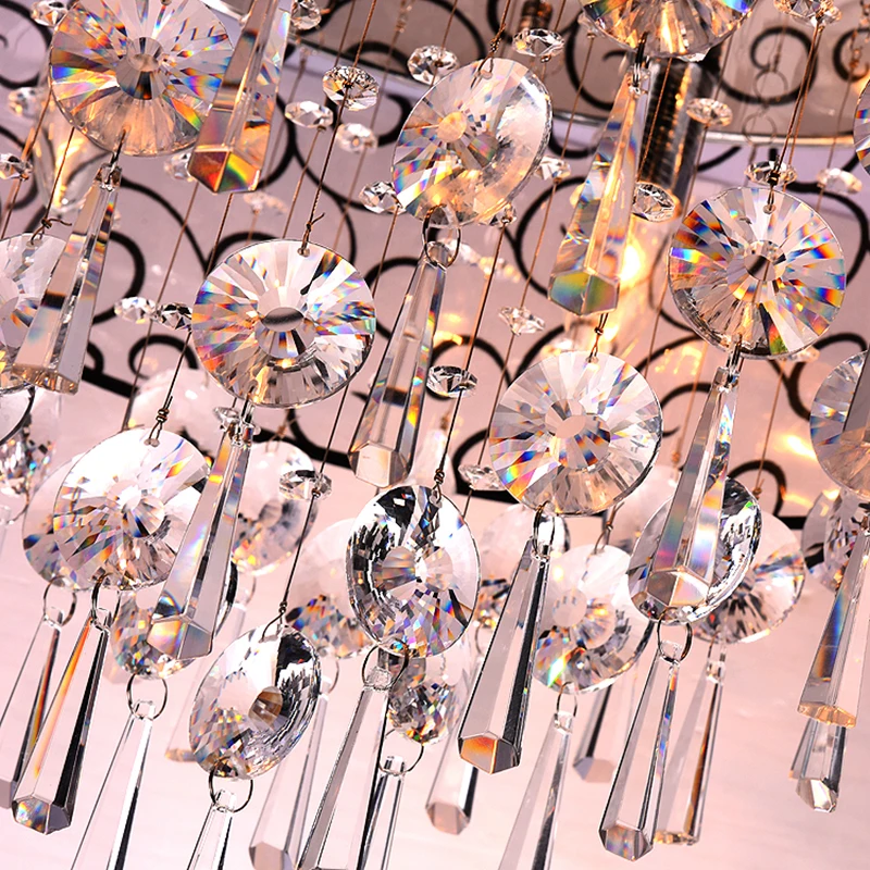 الفاخرة كريستال غرفة المعيشة ضوء السقف قاعدة من الفولاذ المقاوم للصدأ النسيج عاكس الضوء أنيقة غرفة الدراسة مصباح السقف