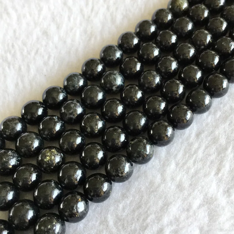 Veemake الطبيعي الأسود فلوجوبيت الحيوتيت الجولة فضفاض السلس الخرز لصنع المجوهرات 4 مللي متر 6 مللي متر 8 مللي متر 10 مللي متر 12 مللي متر 05738