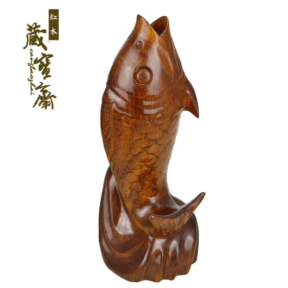 Redwood crafts carp leaping fish every year more than flowers into wood carving ornaments home gifts