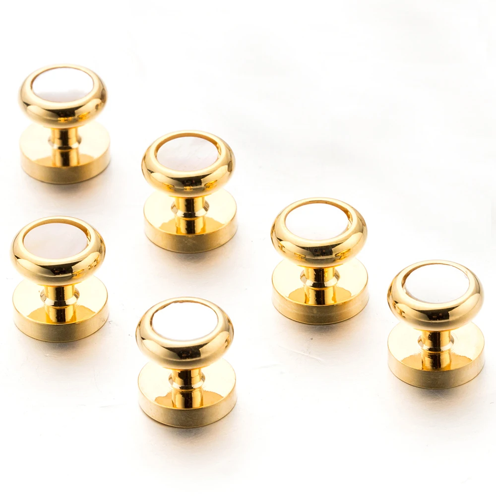 VAGULA 8PCS Shirt Stud 24K Gold-color Cufflink Top Quality Mother Pearl Natural Shell Tuxedo anBrd Sleeve Button Gift V17