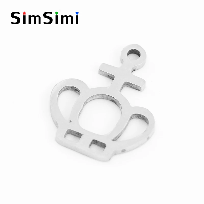 

Simsimi small crown charms Diy jewelry making parts stainless steel high polish pendant for necklace bracelets wholesale 100pcs