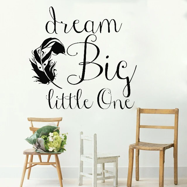 Dream Big Little One Quotes Wall Sticker For Kids Rooms Nursery Wall Decal Removable Wall Decor Cut Vinyl Custom Wallpaper LC073