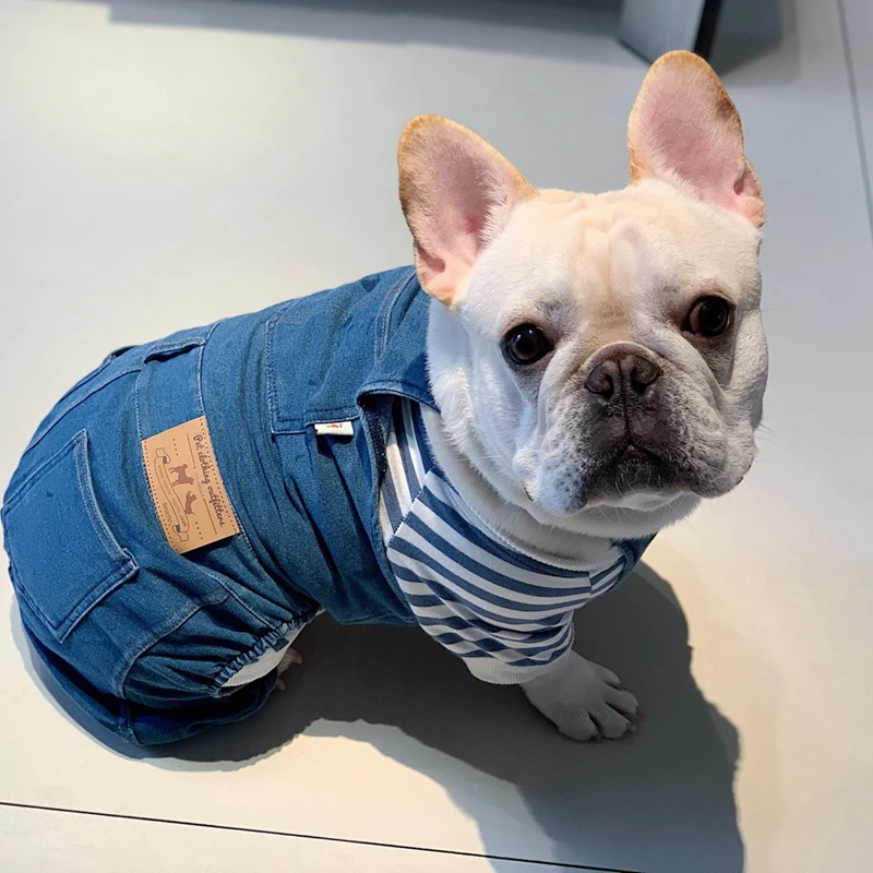 [MPK Dog Denim Overalls] Dog Denim Dungarees, Dog Jeans Suitable for French Bulldogs, Pugs Dog Jeans