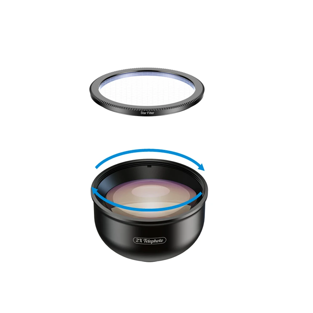 APEXEL 2X HD-Teleskopobjektiv, professionelles Porträt, Telezoom + CPL-Sternfilter für iPhone Xiaomi, alle Smartphones, Drop-Shipping