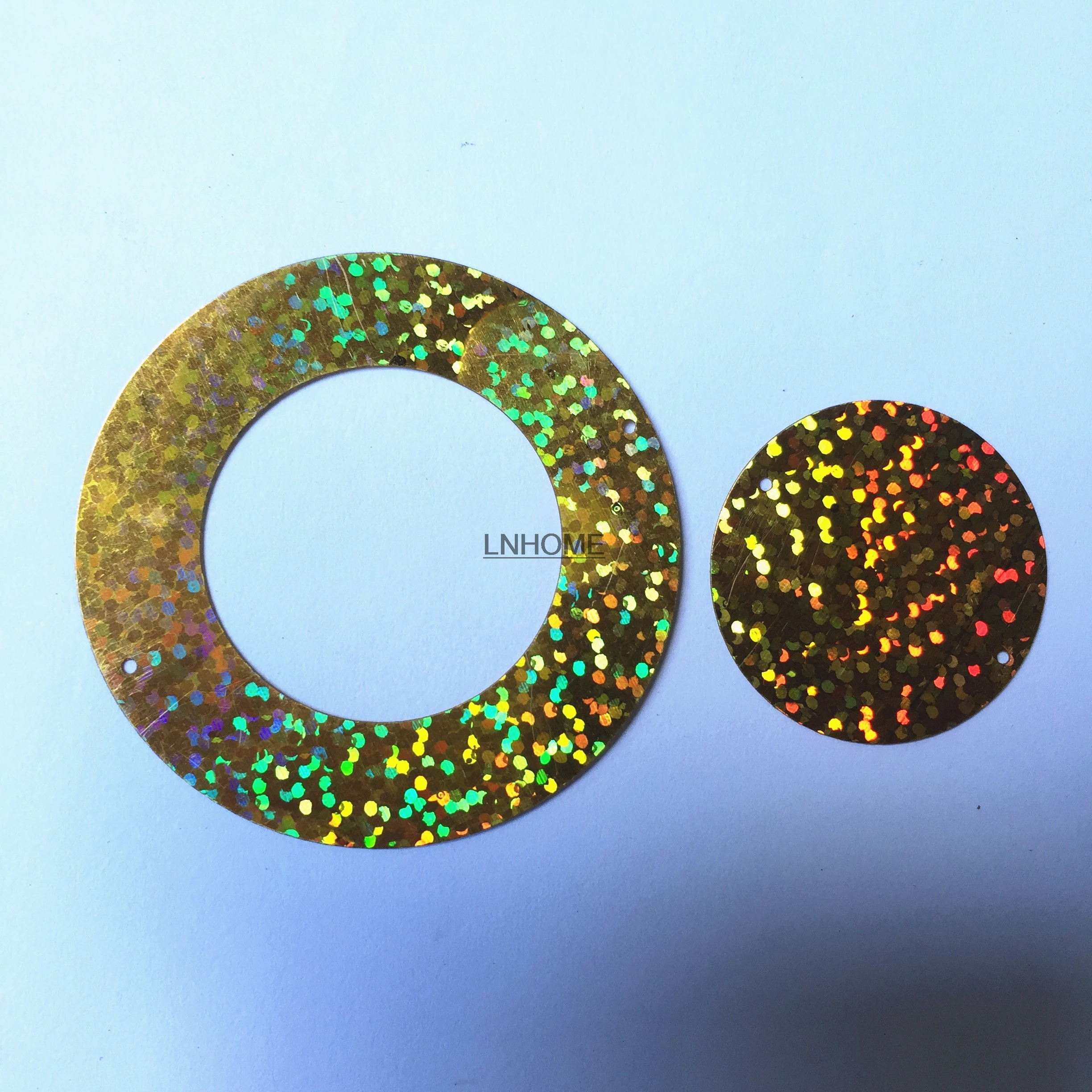 50g Laser Gold Large Round Circle Sequins 50mm PVC Flat Hologram For Crafts Wedding Decoration 2pcs Set