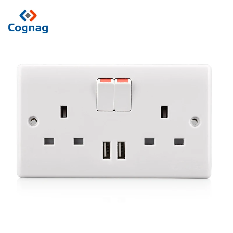 

Dual usb port wall charger adapter 13A double wall UK plug socket multifunctional socket wall socket outlet with 2 USB 2.1A 5 V