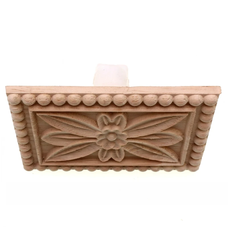 RUNBAZEF Dongyang Woodcarving Floral Decoration Style Rectangle Wood Applique Patch Carved Flower Bed Furniture Cabinet Figurine