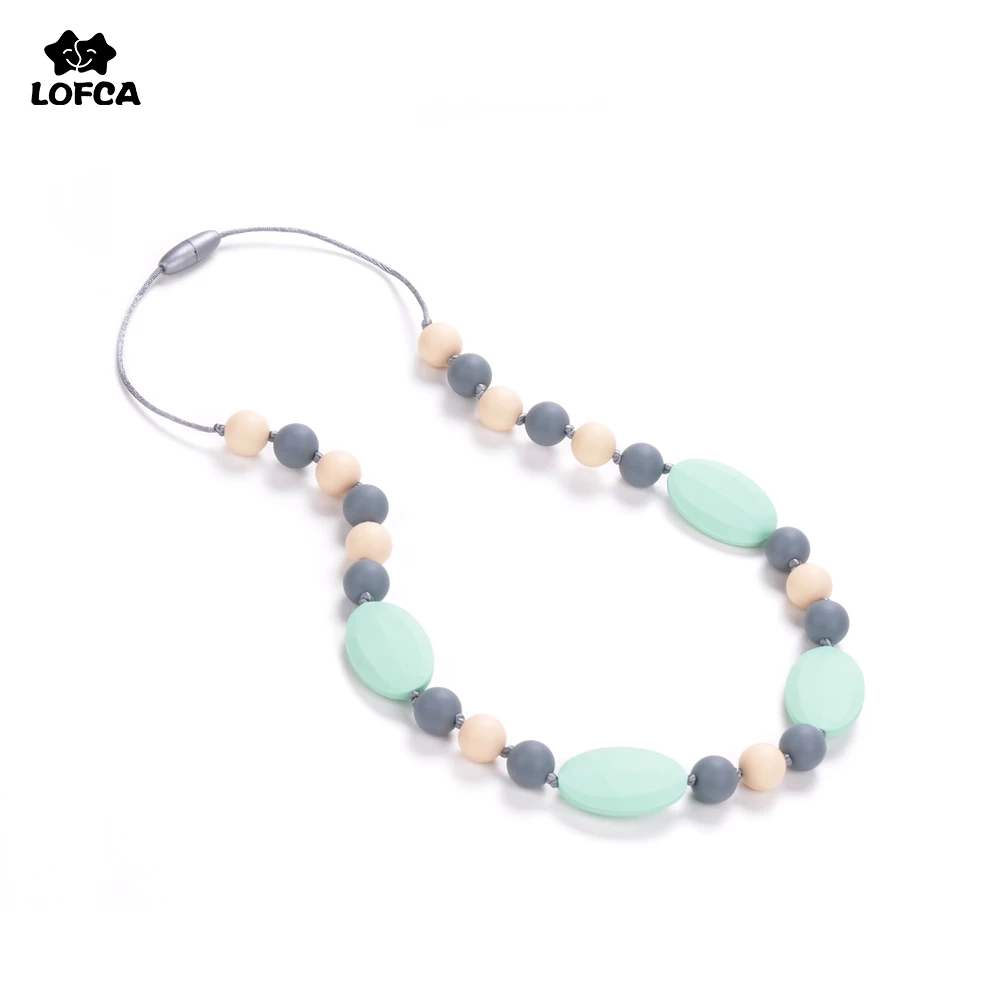 LOFCA Necklace Silicone  Product Chewable Necklace Chewable Bead Necklace Food Grade Silicone Teething Necklace