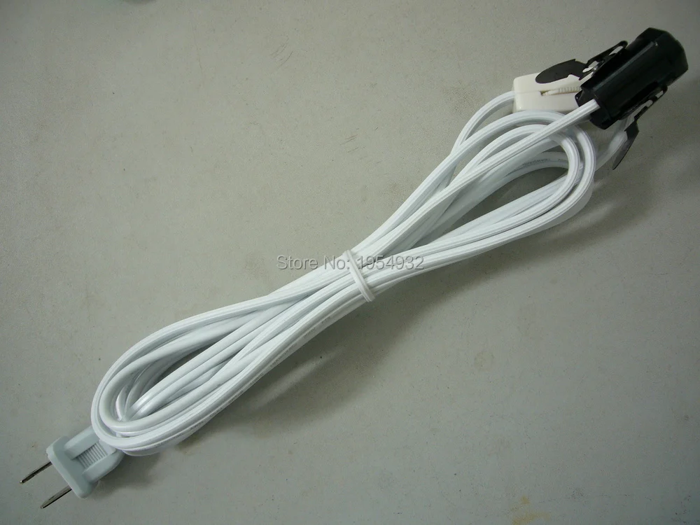 Free Shipping Lantern Light Cord UL Listed 120V 15 Ft SPT-1 Cable Cord in white color with a Switch and  a E12 Butterfly Socket