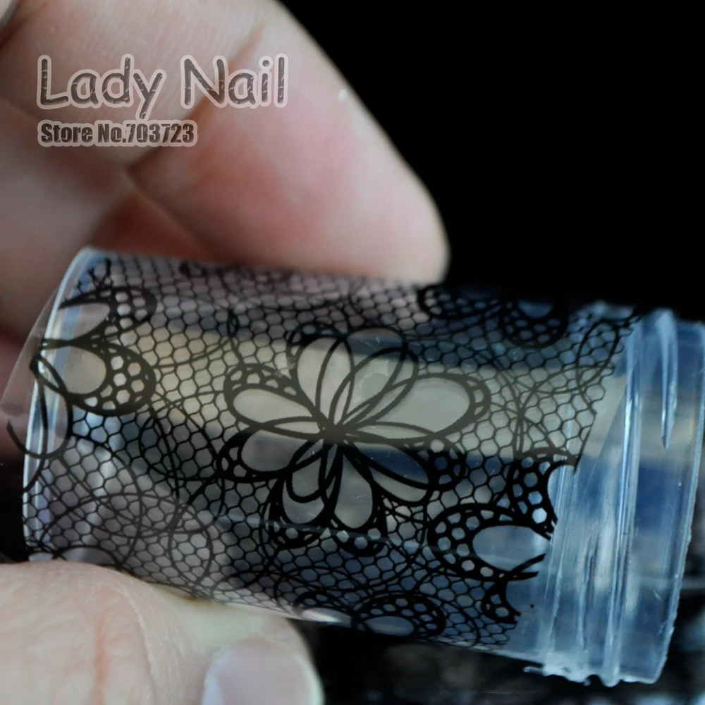 Fashion Black Lace Netty Pattern Decoration Nail Art Decals Art Transfer Foil Nail Sticker Tip Decoration 223