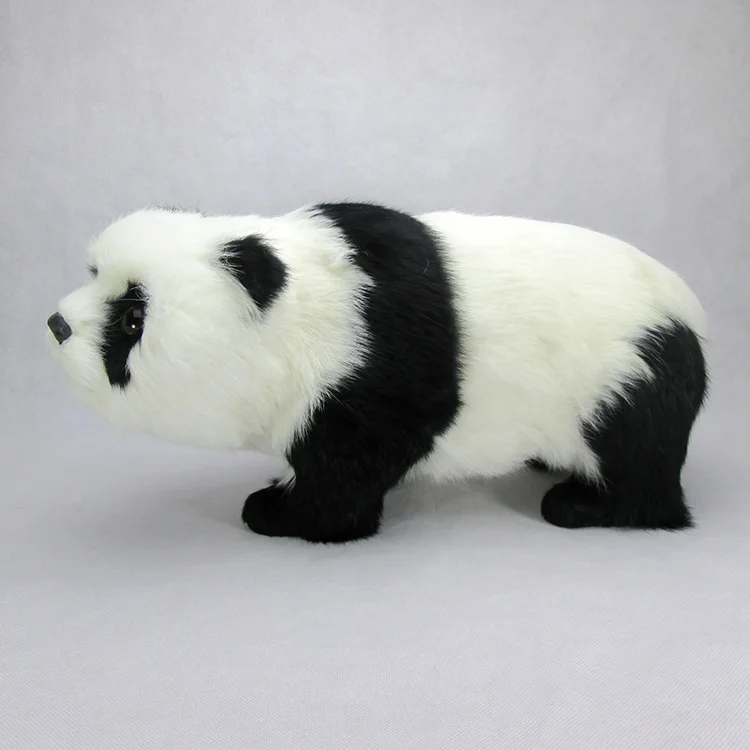 Grand jouet de simulation de panda en plastique et fourrure, modèle de panda noir et blanc, joli cadeau, 42x19x21cm, a72