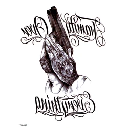 Tatuajes temporales impermeables para hombres, pistola falsa, tatuaje corporal, tatuaje de manga, tatuaje de henna, pegatinas