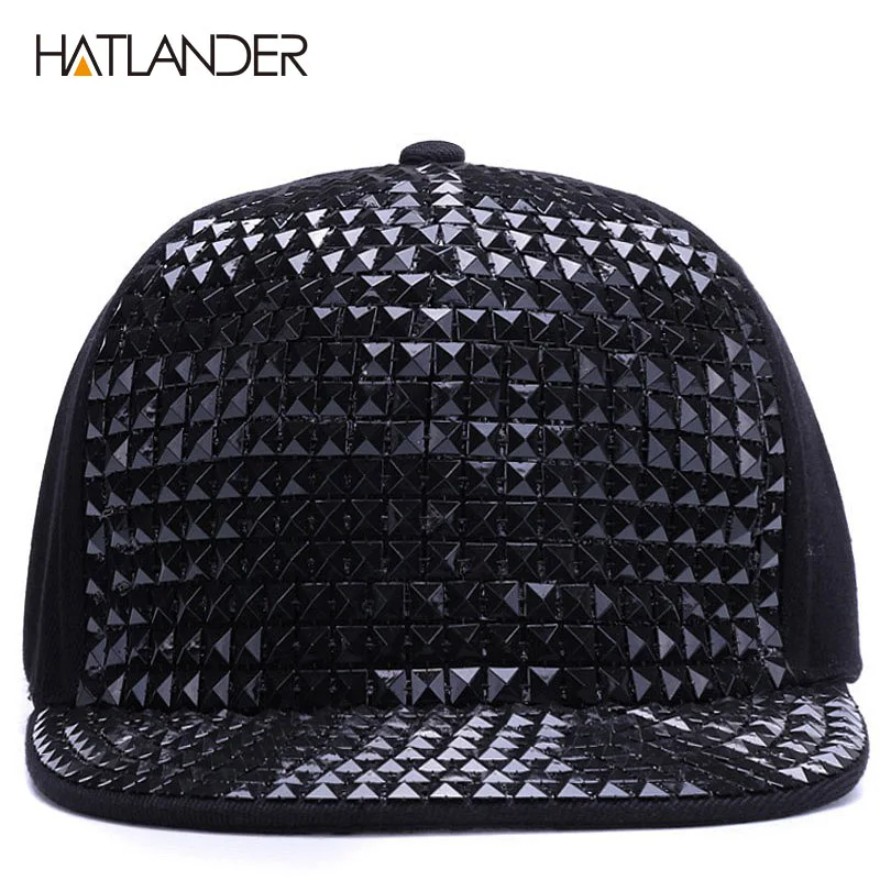 [HATLANDER]Personality sequins baseball caps flat brim outdoor hats girls boy bling Punk snapback cap Jazz Rock cool hip hop cap