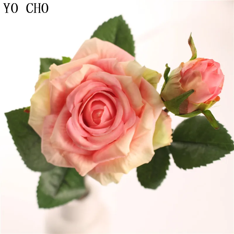 YO CHO Artificial Peony Flowers Latex Flores  Leaves  Real Touch Rose  Silk Flowers  Home Decoration  DIY Roses  Wedding Bouquet