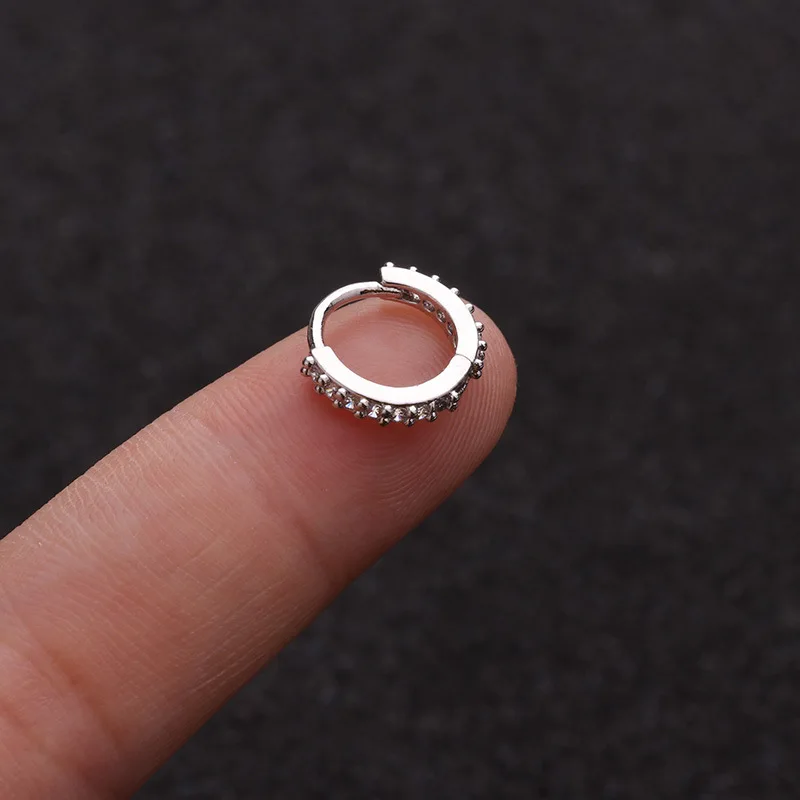 1PC 6-10mm Silver & Gold Color Tone CZ Helix Cartilage Hoop Earring Tragus Rook Snug Ear Piercing Jewelry