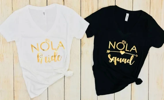 

personalize glitter NOLA Bride NOLA Squad Bachelorette Party Shirts, Bridal Party Shirts favors