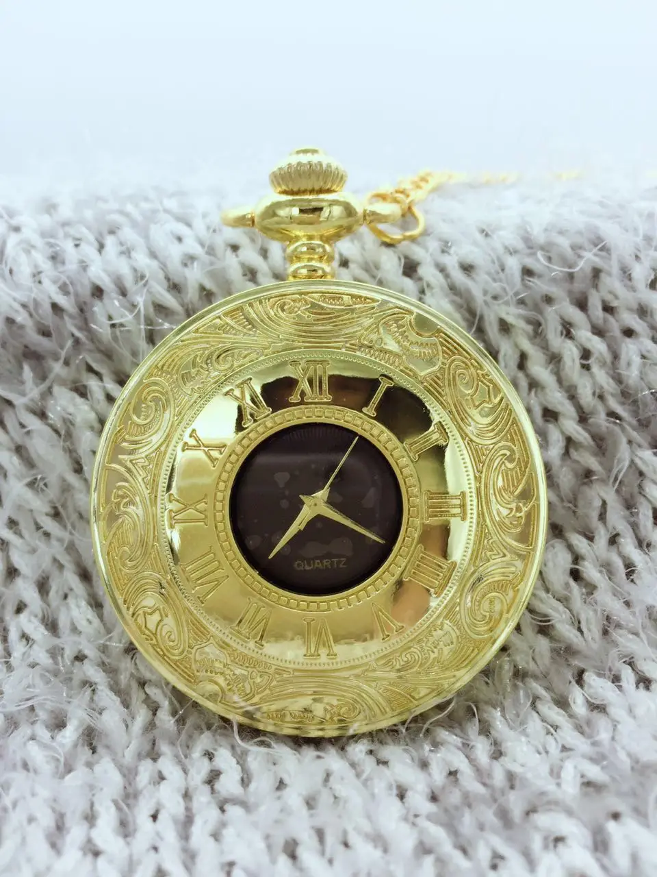 Vintage Roman Numerals Gold Pocket Watch Antique Steampunk Pocket Watches Unisex Luxury Brand Necklace Pendant Watch With Chain