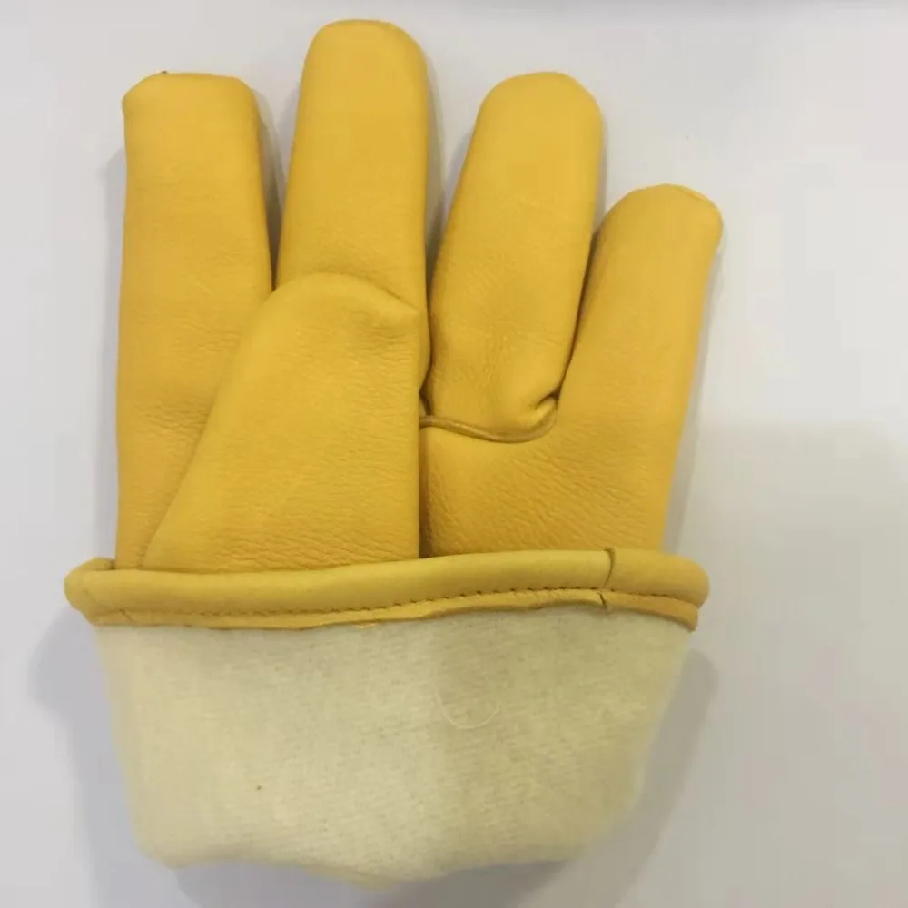 Guantes Térmicos de trabajo para hombres y mujeres, guantes de trabajo forrados de lana de motocicleta, cuero de vaca, invierno, frío, OLSON DEEPAK