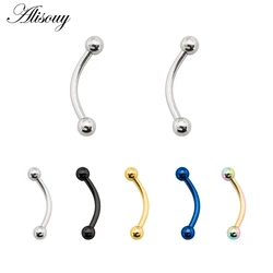 Alisouy 1PC 6/8/10/12mm 16G Surgical Steel 3mm Ball Eyebrow Piercing Curved Barbell Lip Ring Snug Daith Helix Rook Earring