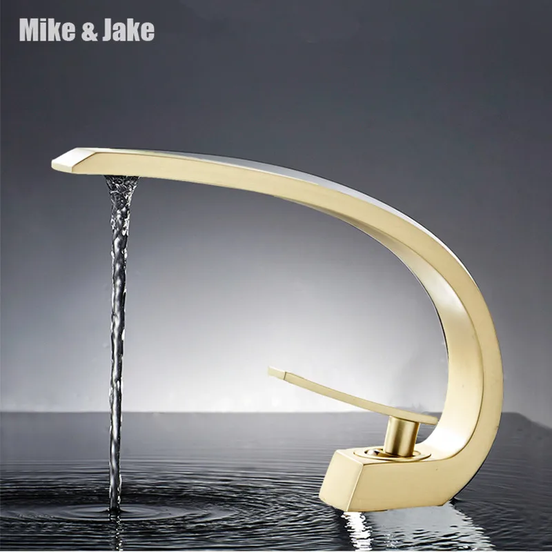 

Gold brush basin faucet gold brass bathroom faucet single handle water tap gold brush sink tap cold and hot mixer tap 1110GB